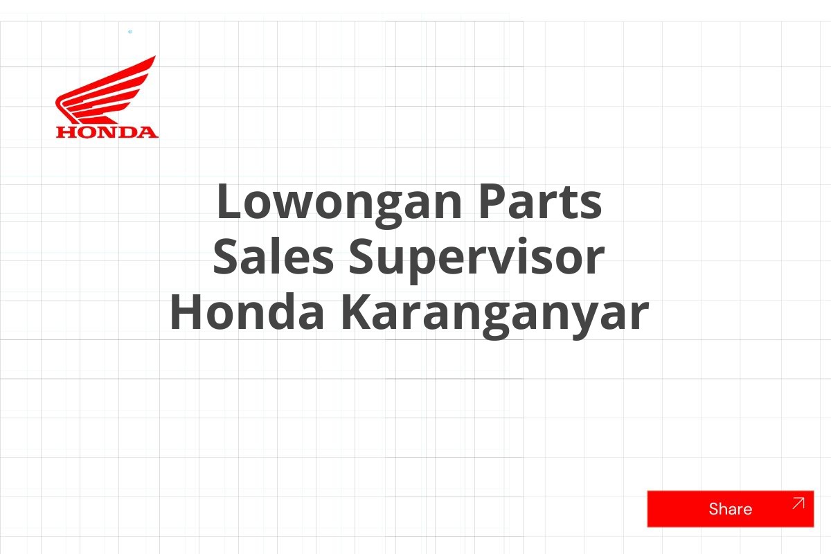 Lowongan Parts Sales Supervisor Honda Karanganyar